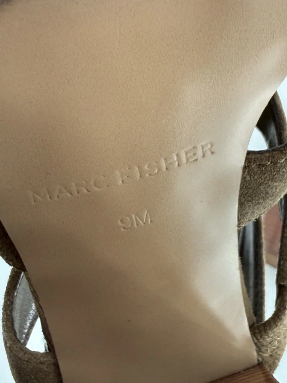 Marc Fisher‎ Olive Green Suede Strappy Sandals Heels 9